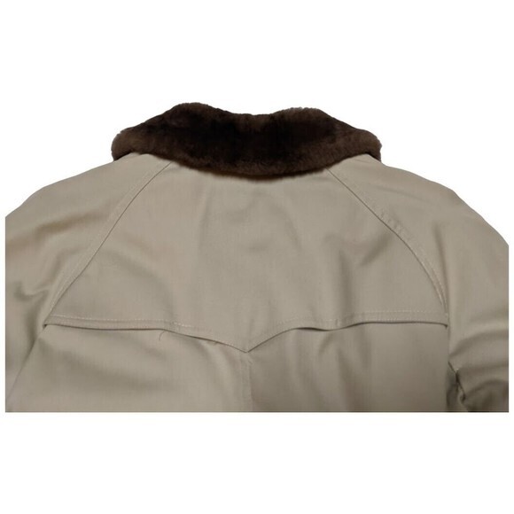 Vintage Eddie Bauer Womens Trench Coat Faux Fur Collar Made USA Black Tag - Picture 6 of 13